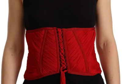 Elegant Red Silk Corset Belt Top
