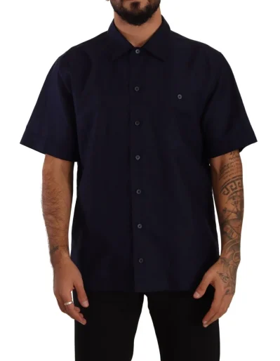 Elegant Navy Blue Button-Down Casual Shirt