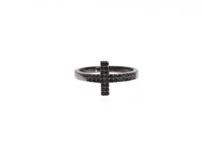 Exquisite Black CZ Crystal Sterling Silver Ring