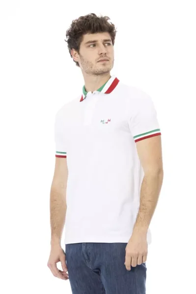 White Cotton Men Polo Shirt