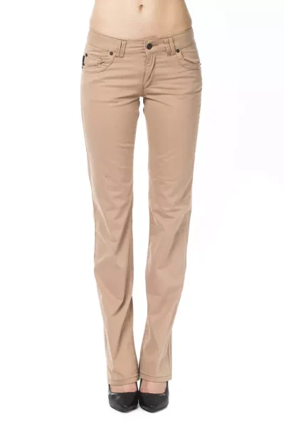 Beige Cotton Women Pants