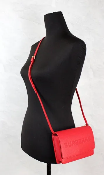 Hampshire Small Red Embossed Logo Smooth Leather Crossbody Bag