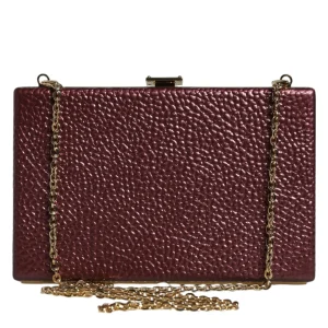 Maroon Leather Clutch Evening Crossbody Bag