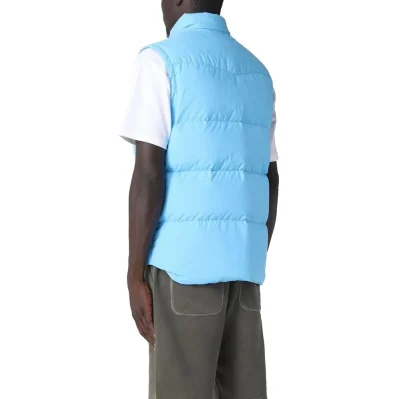 Light Blue Polyester Men Vest