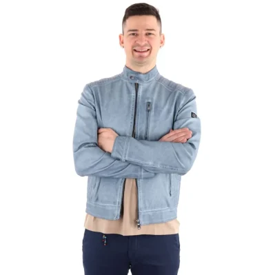 Light Blue Polyethylene Men Jacket