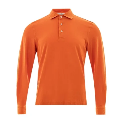 Elegant Orange Cotton Polo for Men