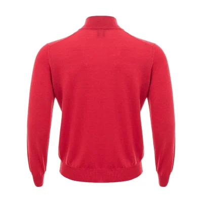 Elegant Crimson Wool T-Shirt for Men