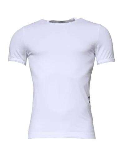 White Cotton Stretch Crewneck Underwear T-shirt