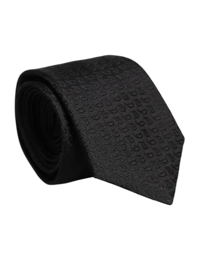 Black Patterned Silk Adjustable Necktie Tie