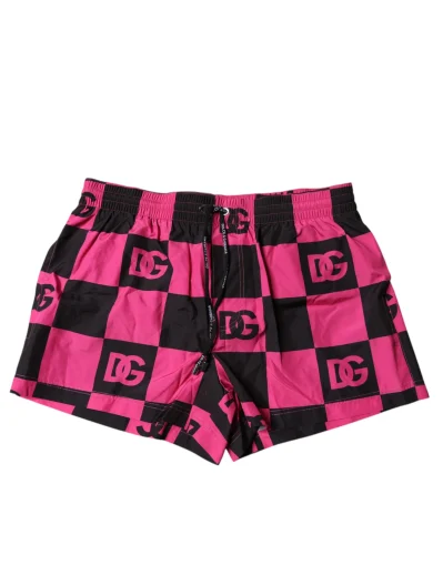 Black Pink Logo Beachwear Shorts 2Pc Swimwear