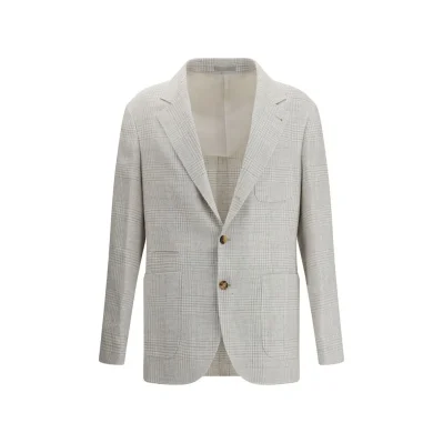 Check pattern linen Blazer