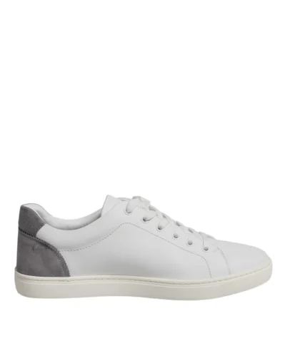 White Suede Leather Low Top Sneakers Shoes