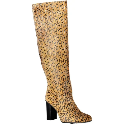 Beige Leather Womens High Boot