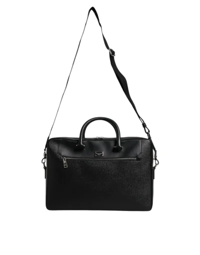 Black Logo Plaque Double Handle Messenger Bag