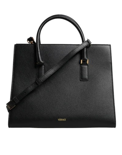 Black Large Leather Top Handle Shoulder Crossbody Bag