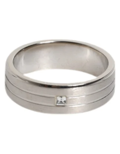 Silver Tone Brass Clear Crystal DG Logo Ring
