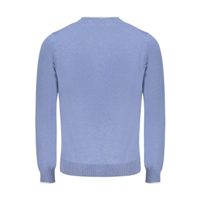 Blue Cotton Men Sweater