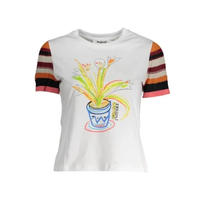 White Cotton Women T-Shirt