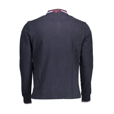Blue Cotton Men Polo Shirt