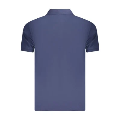 Blue Cotton Men Polo Shirt