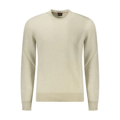 Beige Cotton Men Sweater