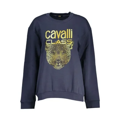 Elegant Blue Fleece Crew Neck Sweatshirt