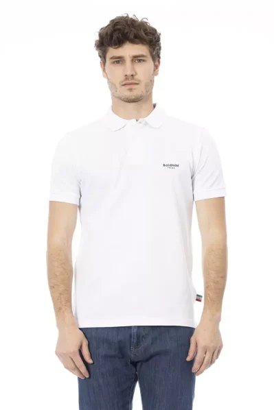 White Cotton Men Polo Shirt