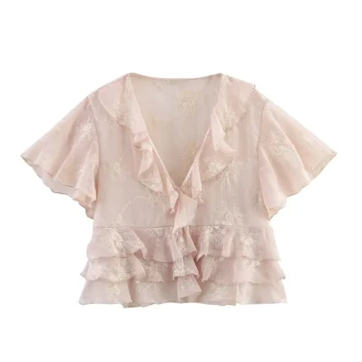 Laminated Embroidered Top