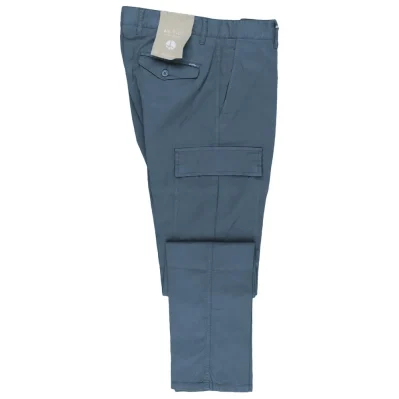 Light Blue Cotton Men Trouser