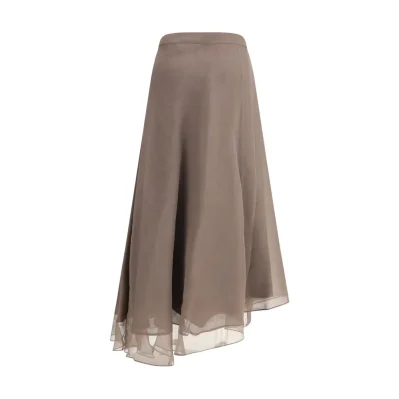Silk crêpe midi Skirt