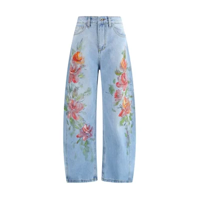 Floral-print Jeans