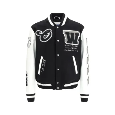 Leather and wool varsity Bomber