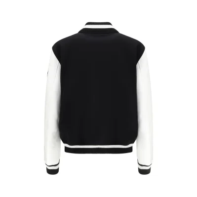 Leather and wool varsity Bomber