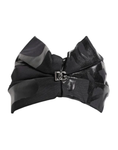 Black Nylon Stretch DG Logo Head Band Hat