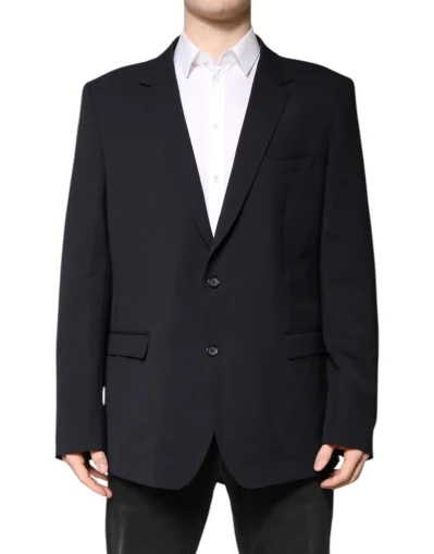 Dark Blue Wool Single Breasted Coat Blazer