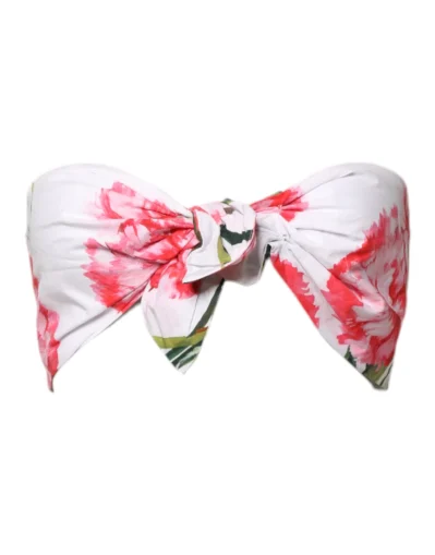 White Floral Print Cropped Bustier Corset Top