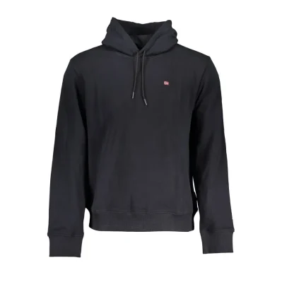 Sleek Black Cotton Hooded Sweatshirt