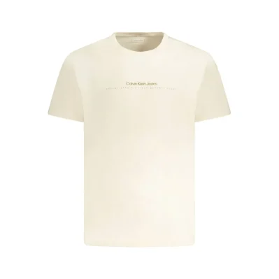 Beige Cotton Men T-Shirt