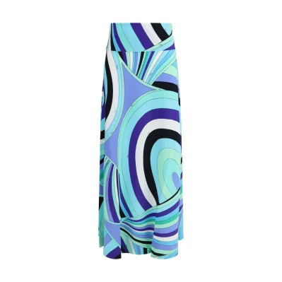 Iride print long Skirt