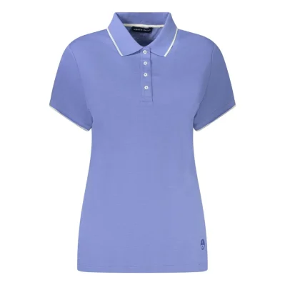Blue Cotton Women Polo Shirt
