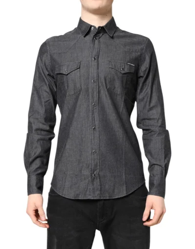 Gray Cotton Long Sleeves Casual Shirt