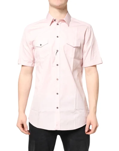 Pink Short Sleeves Cotton GOLD Casual Shirt