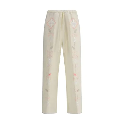 Embroidered linen Pants
