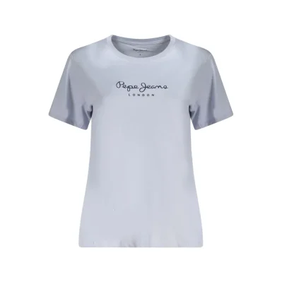 Light Blue Cotton Women T-Shirt