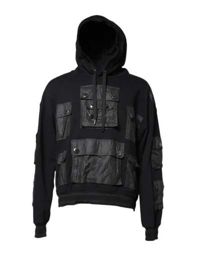 Black Cotton Hooded Sweatshirt Sweater