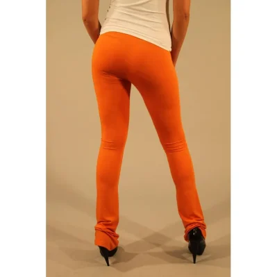 Orange Viscose Women Legging