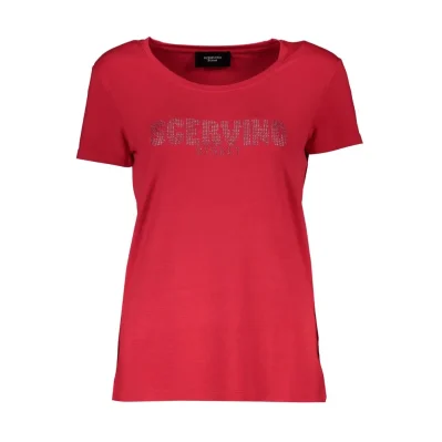 Red Elastane Women T-Shirt