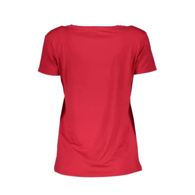 Red Elastane Women T-Shirt