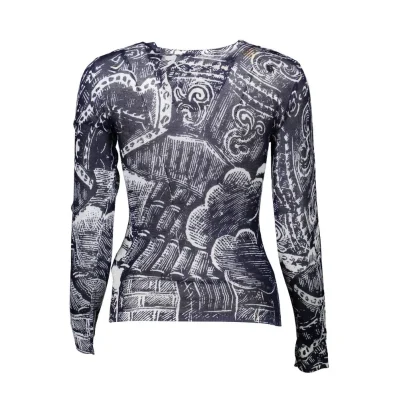 Blue Viscose Women Sweater