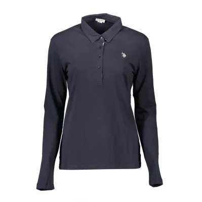 Blue Cotton Women Polo Shirt